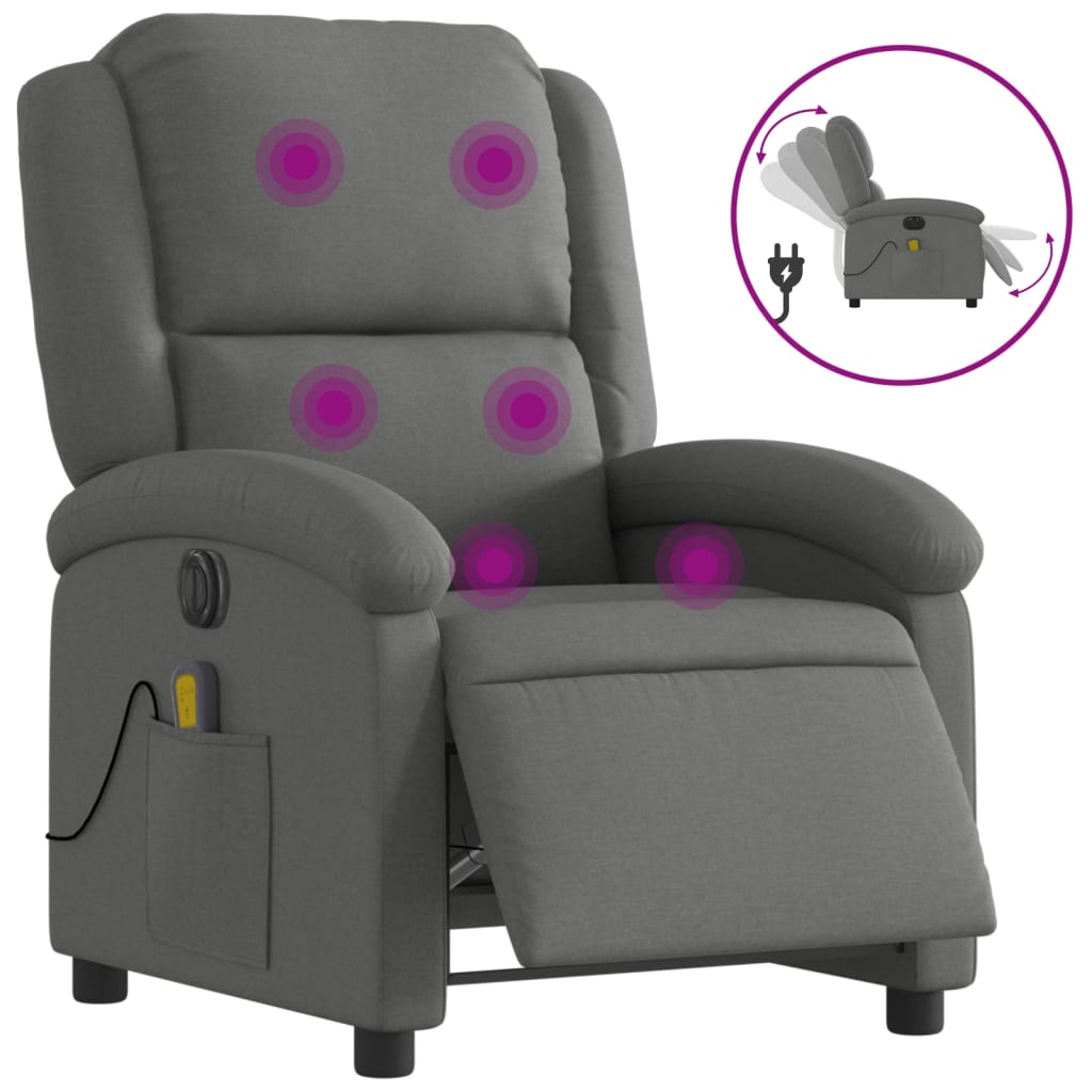 Massagestoel elektrisch verstelbaar stof donkergrijs Fauteuils & Relaxfauteuils | Creëer jouw Trendy Thuis | Gratis bezorgd & Retour | Trendy.nl