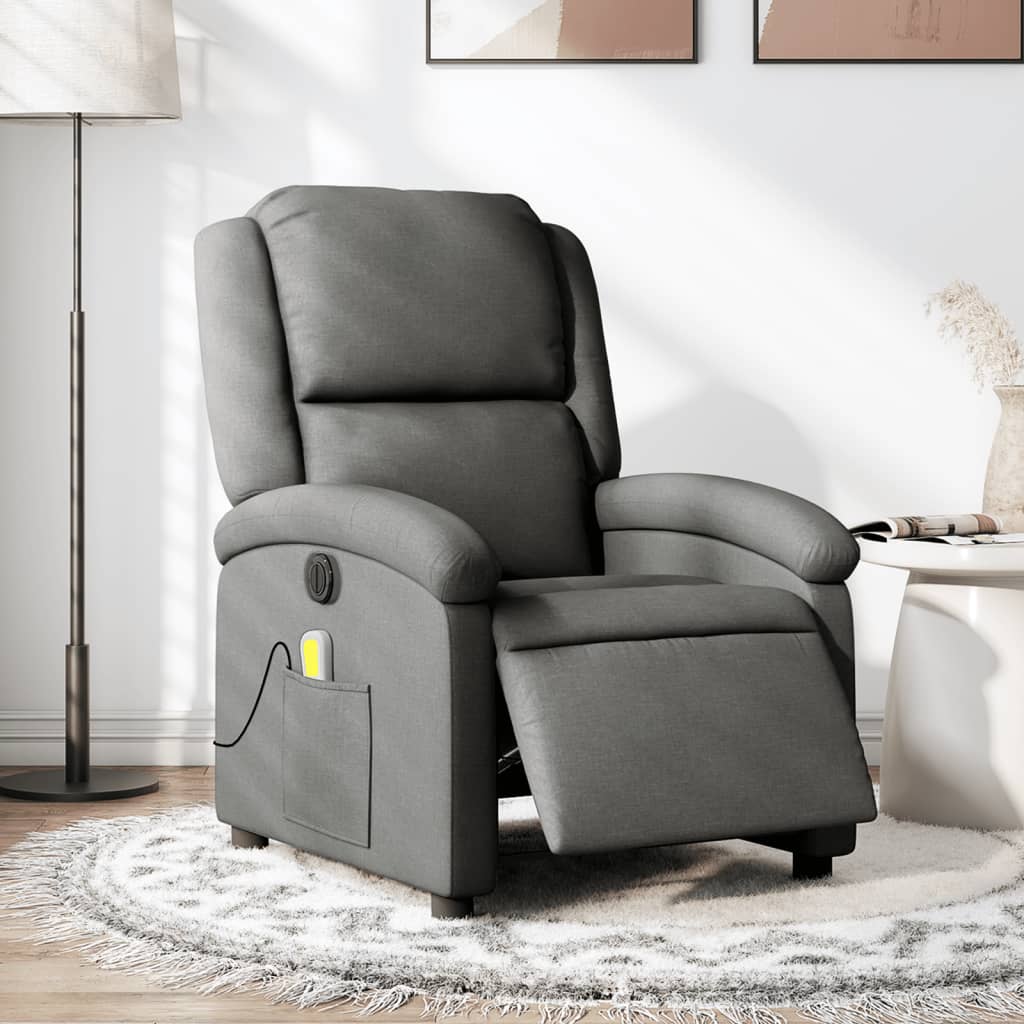 Massagestoel elektrisch verstelbaar stof donkergrijs Fauteuils & Relaxfauteuils | Creëer jouw Trendy Thuis | Gratis bezorgd & Retour | Trendy.nl