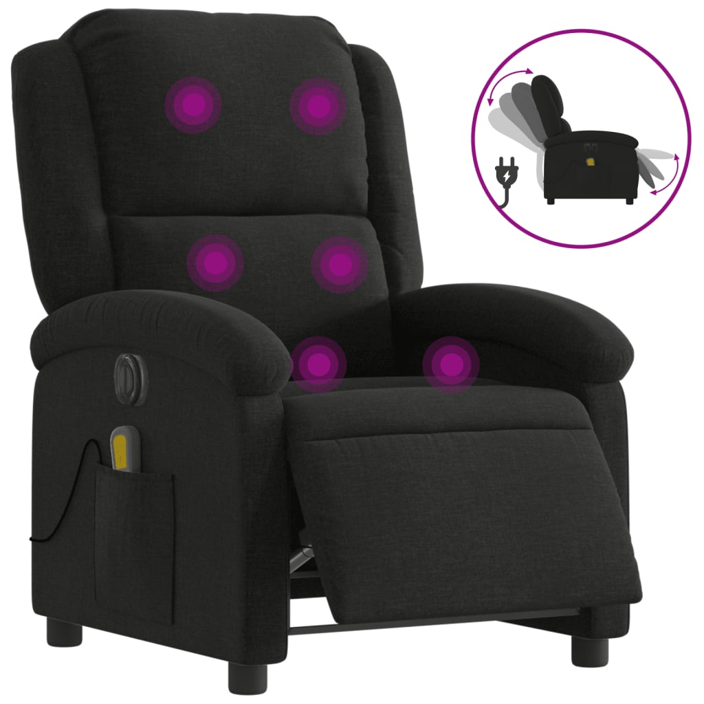 Massagestoel elektrisch verstelbaar stof zwart Fauteuils & Relaxfauteuils | Creëer jouw Trendy Thuis | Gratis bezorgd & Retour | Trendy.nl