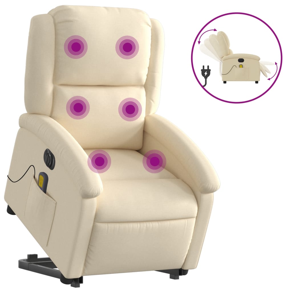 Sta-op-massagestoel elektrisch verstelbaar stof crèmekleurig Fauteuils & Relaxfauteuils | Creëer jouw Trendy Thuis | Gratis bezorgd & Retour | Trendy.nl