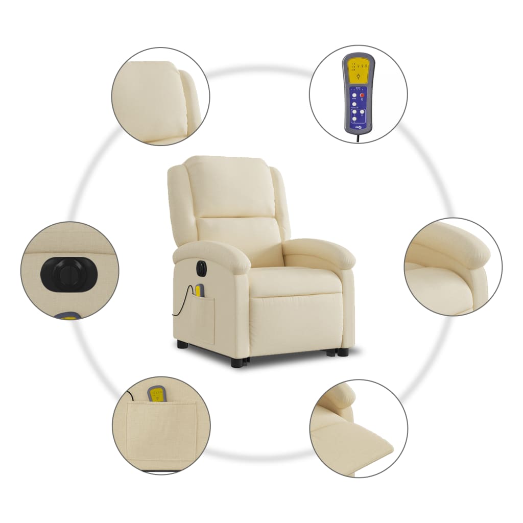 Sta-op-massagestoel elektrisch verstelbaar stof crèmekleurig Fauteuils & Relaxfauteuils | Creëer jouw Trendy Thuis | Gratis bezorgd & Retour | Trendy.nl