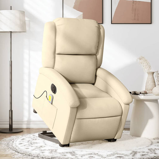 Sta-op-massagestoel elektrisch verstelbaar stof crèmekleurig Fauteuils & Relaxfauteuils | Creëer jouw Trendy Thuis | Gratis bezorgd & Retour | Trendy.nl