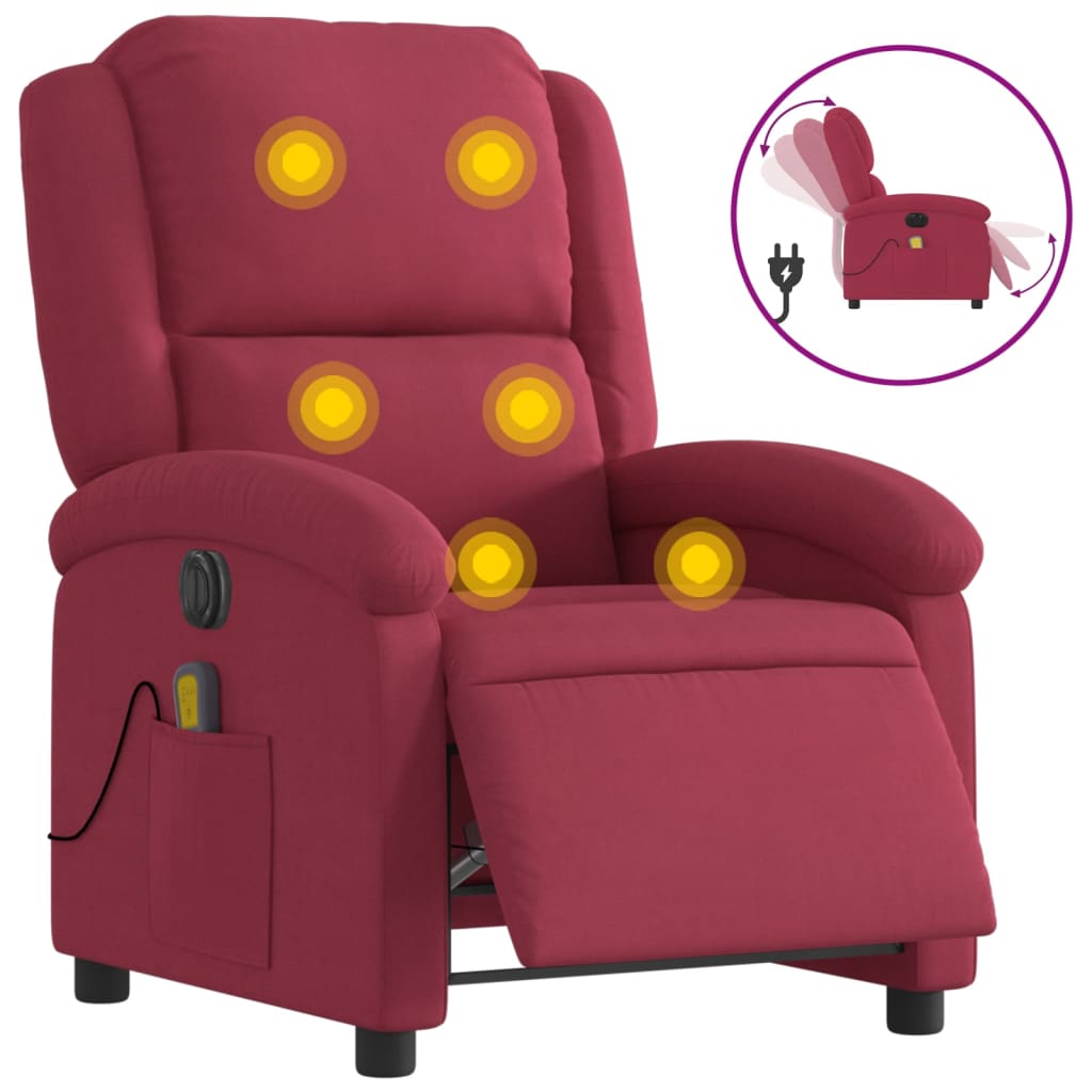 Massagestoel elektrisch verstelbaar fluweel wijnrood Fauteuils & Relaxfauteuils | Creëer jouw Trendy Thuis | Gratis bezorgd & Retour | Trendy.nl