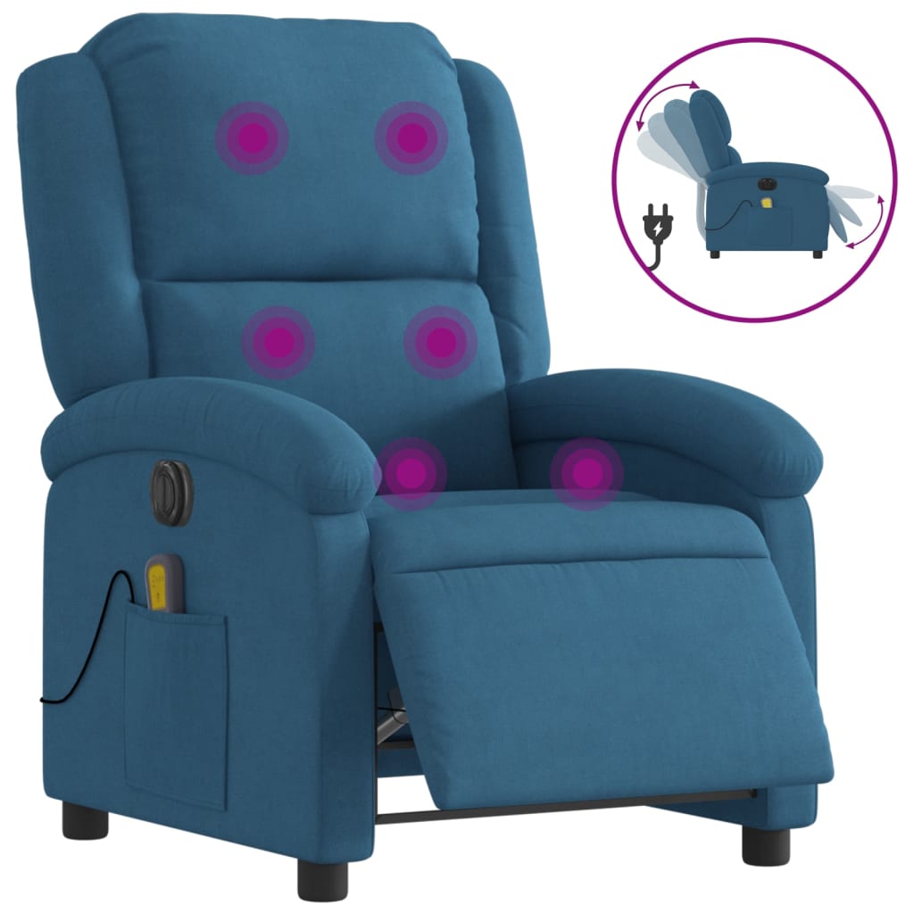 Massagestoel elektrisch verstelbaar fluweel blauw Fauteuils & Relaxfauteuils | Creëer jouw Trendy Thuis | Gratis bezorgd & Retour | Trendy.nl