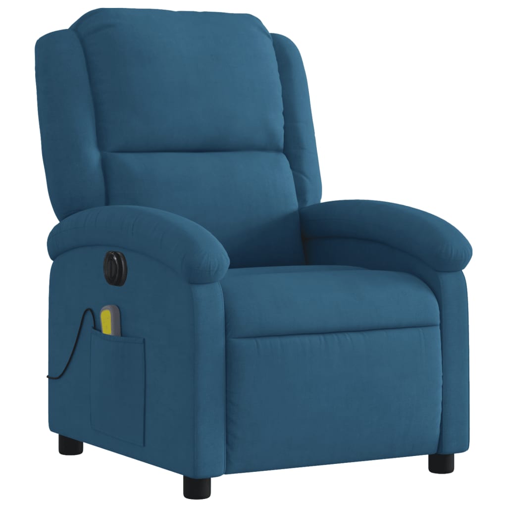 Massagestoel elektrisch verstelbaar fluweel blauw Fauteuils & Relaxfauteuils | Creëer jouw Trendy Thuis | Gratis bezorgd & Retour | Trendy.nl