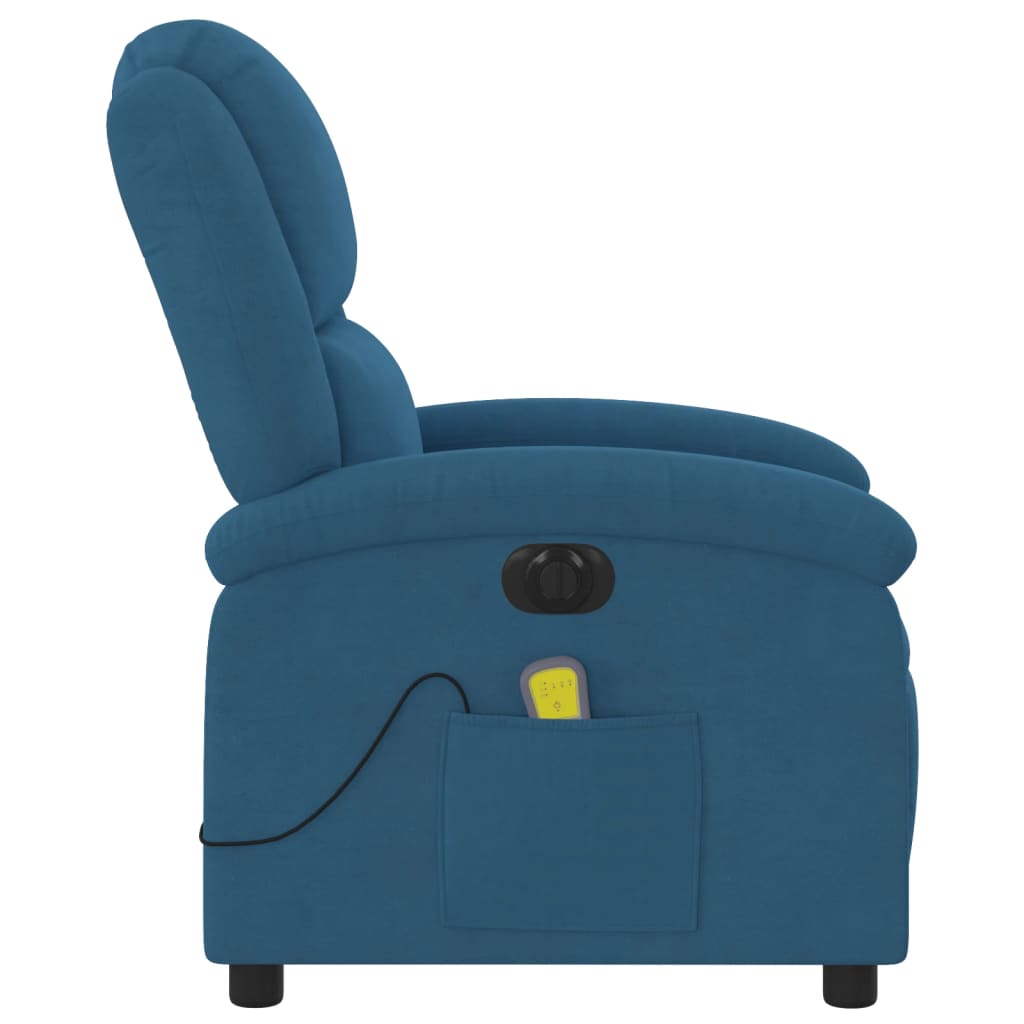 Massagestoel elektrisch verstelbaar fluweel blauw Fauteuils & Relaxfauteuils | Creëer jouw Trendy Thuis | Gratis bezorgd & Retour | Trendy.nl