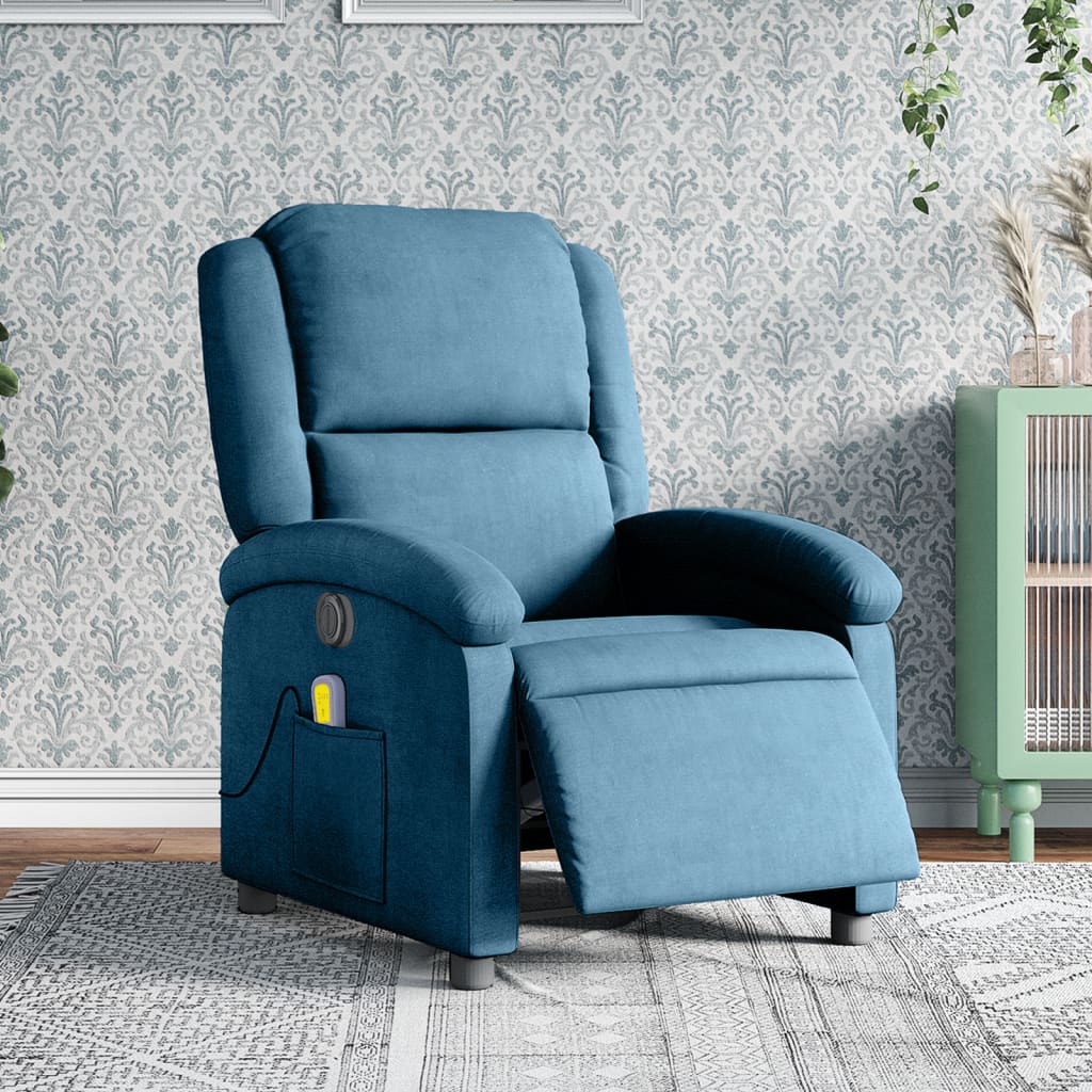 Massagestoel elektrisch verstelbaar fluweel blauw Fauteuils & Relaxfauteuils | Creëer jouw Trendy Thuis | Gratis bezorgd & Retour | Trendy.nl