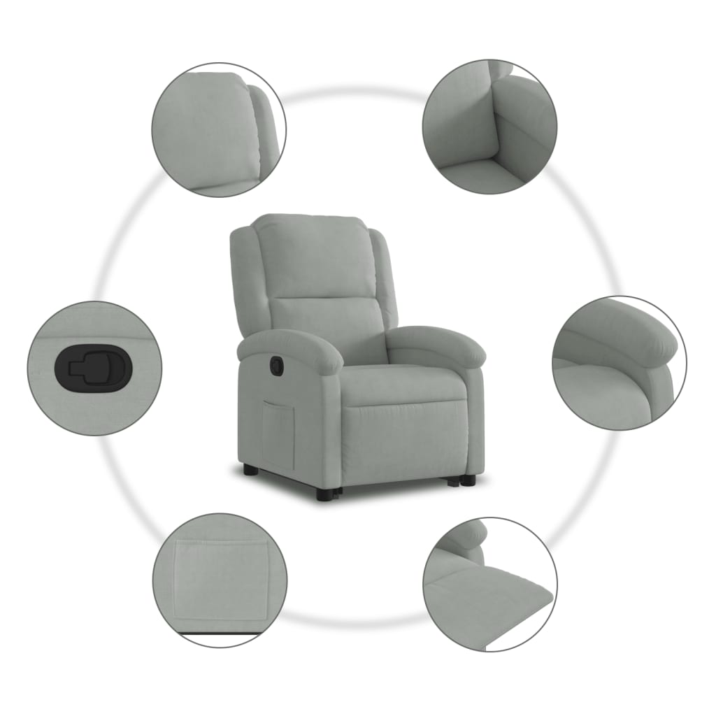 Sta-op-stoel verstelbaar fluweel lichtgrijs Fauteuils & Relaxfauteuils | Creëer jouw Trendy Thuis | Gratis bezorgd & Retour | Trendy.nl