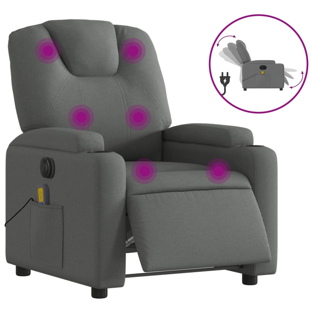 Massagestoel elektrisch verstelbaar stof donkergrijs Fauteuils & Relaxfauteuils | Creëer jouw Trendy Thuis | Gratis bezorgd & Retour | Trendy.nl