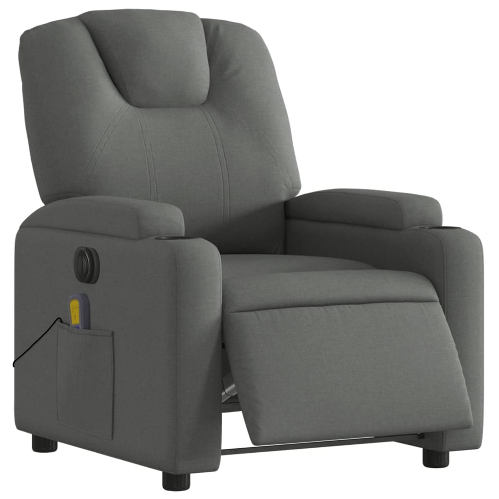 Massagestoel elektrisch verstelbaar stof donkergrijs Fauteuils & Relaxfauteuils | Creëer jouw Trendy Thuis | Gratis bezorgd & Retour | Trendy.nl