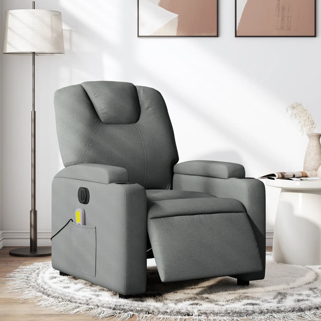 Massagestoel elektrisch verstelbaar stof donkergrijs Fauteuils & Relaxfauteuils | Creëer jouw Trendy Thuis | Gratis bezorgd & Retour | Trendy.nl