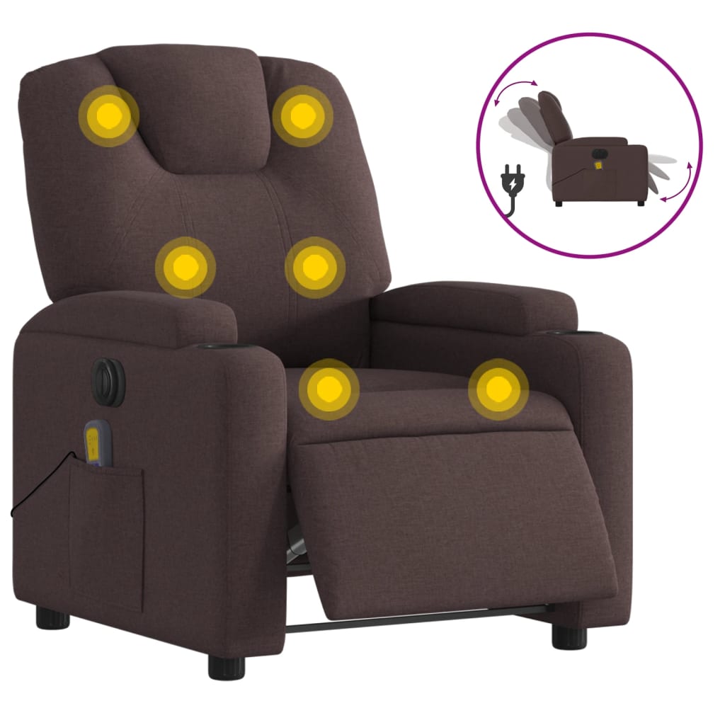 Massagestoel elektrisch verstelbaar stof donkerbruin Fauteuils & Relaxfauteuils | Creëer jouw Trendy Thuis | Gratis bezorgd & Retour | Trendy.nl