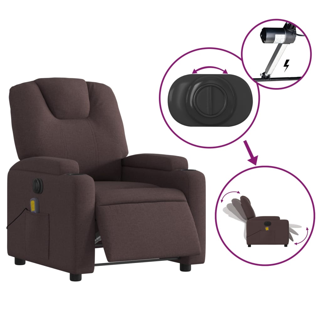 Massagestoel elektrisch verstelbaar stof donkerbruin Fauteuils & Relaxfauteuils | Creëer jouw Trendy Thuis | Gratis bezorgd & Retour | Trendy.nl