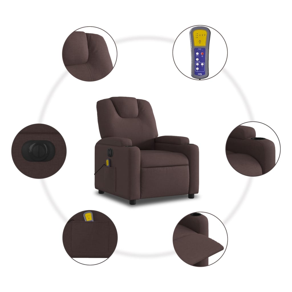 Massagestoel elektrisch verstelbaar stof donkerbruin Fauteuils & Relaxfauteuils | Creëer jouw Trendy Thuis | Gratis bezorgd & Retour | Trendy.nl