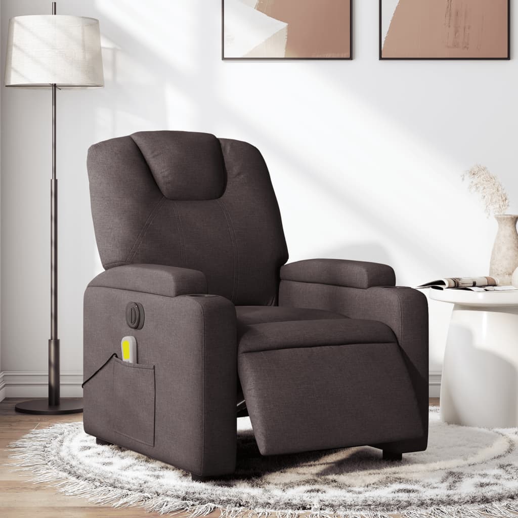 Massagestoel elektrisch verstelbaar stof donkerbruin Fauteuils & Relaxfauteuils | Creëer jouw Trendy Thuis | Gratis bezorgd & Retour | Trendy.nl