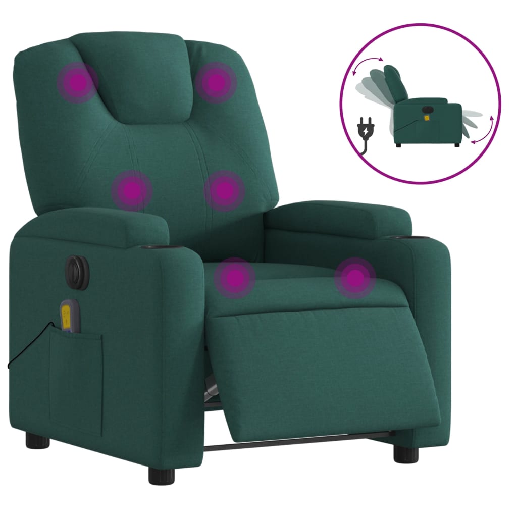 Massagestoel elektrisch verstelbaar stof donkergroen Fauteuils & Relaxfauteuils | Creëer jouw Trendy Thuis | Gratis bezorgd & Retour | Trendy.nl