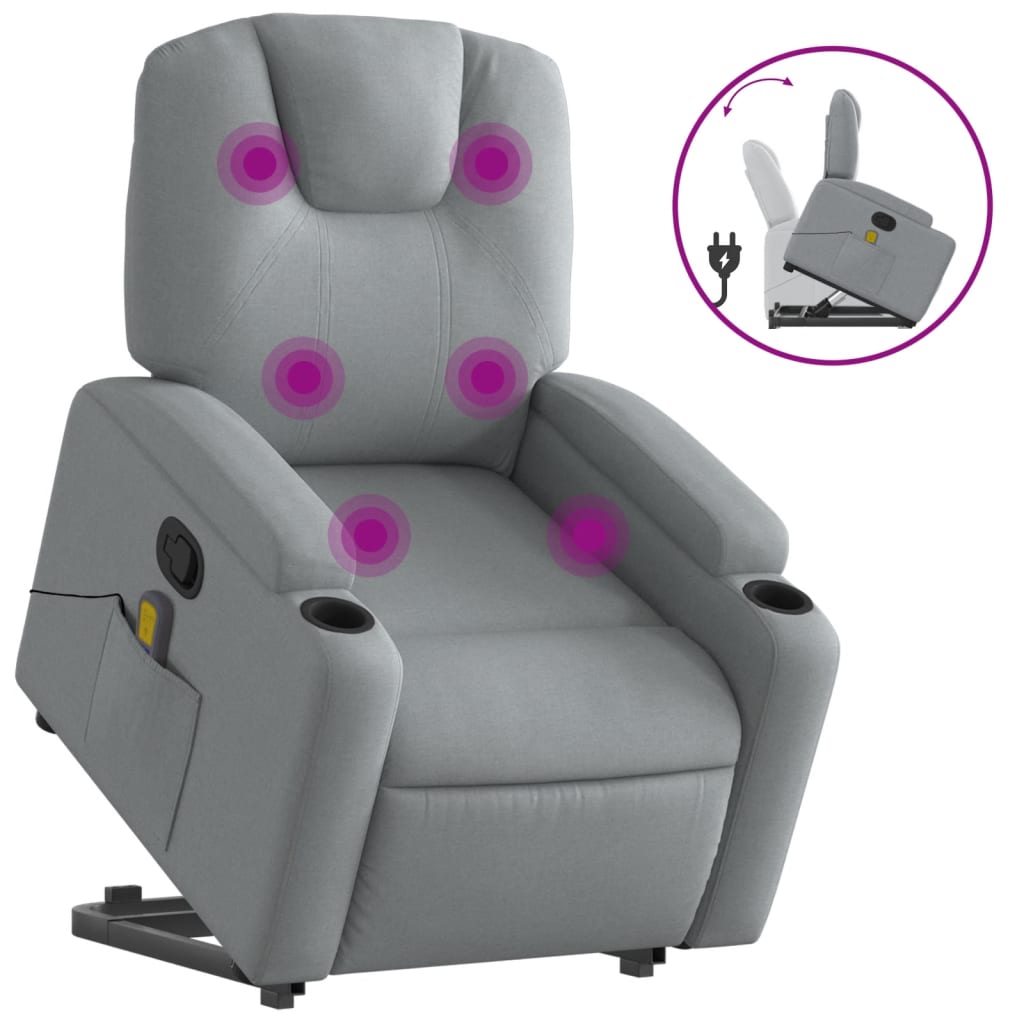 Sta-op-massagestoel verstelbaar stof lichtgrijs Fauteuils & Relaxfauteuils | Creëer jouw Trendy Thuis | Gratis bezorgd & Retour | Trendy.nl