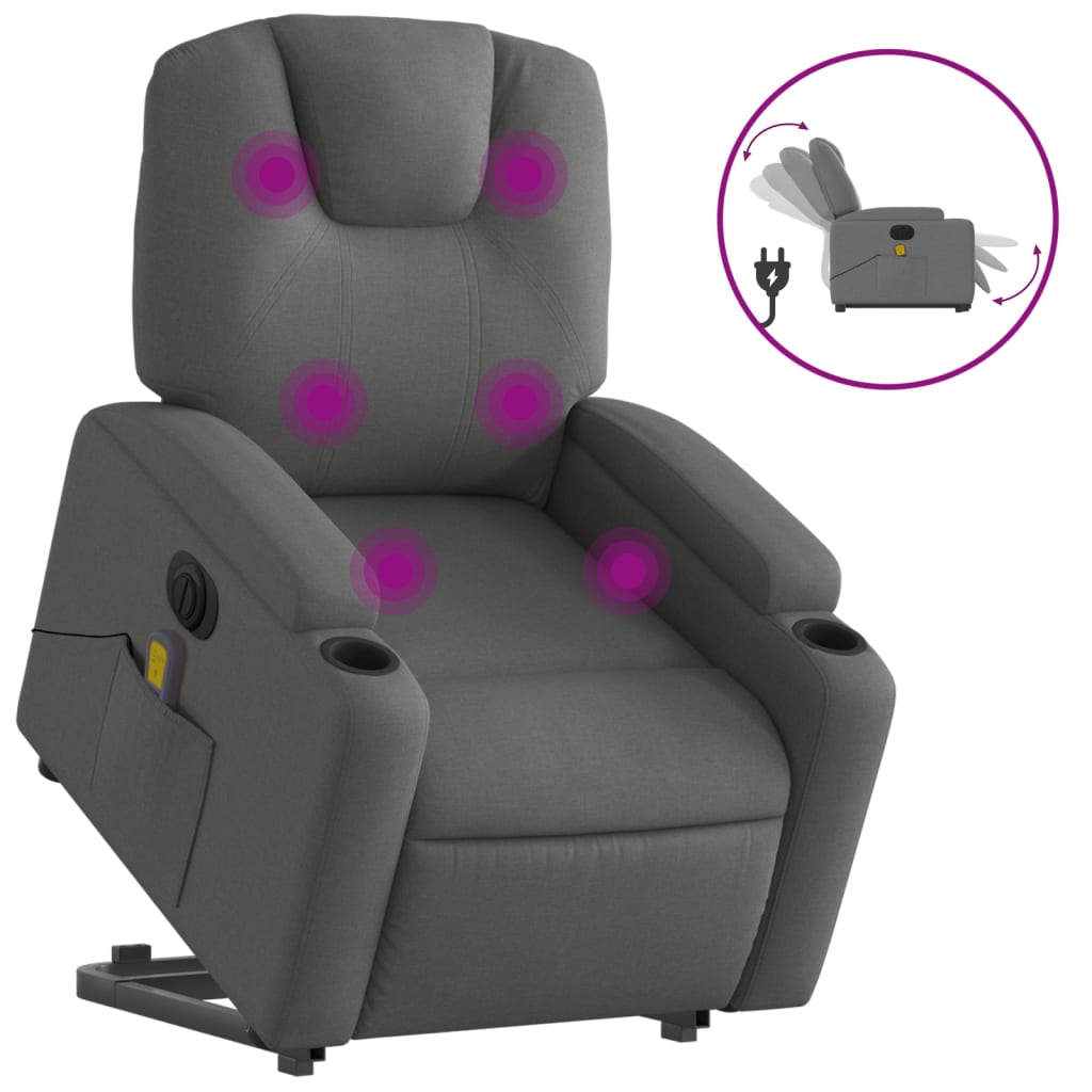 Sta-op-massagestoel elektrisch verstelbaar stof donkergrijs Fauteuils & Relaxfauteuils | Creëer jouw Trendy Thuis | Gratis bezorgd & Retour | Trendy.nl