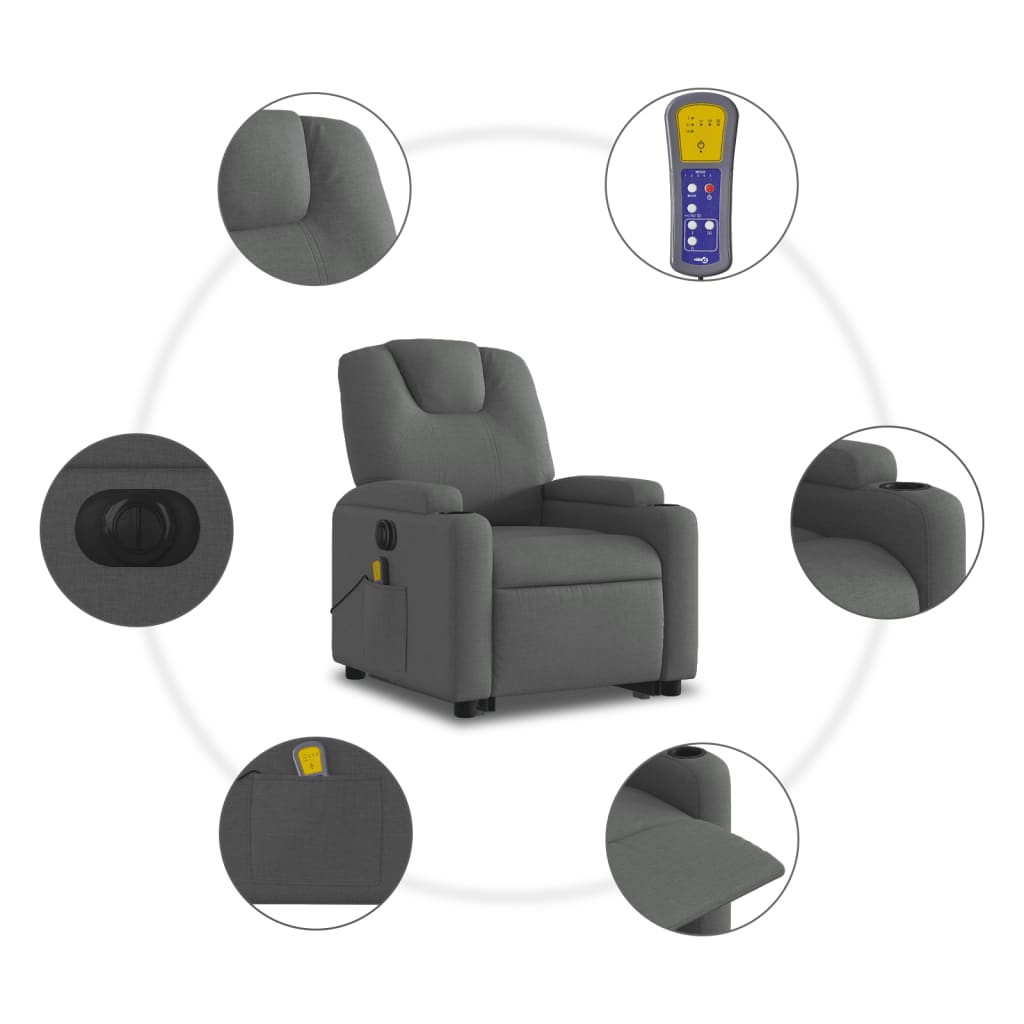 Sta-op-massagestoel elektrisch verstelbaar stof donkergrijs Fauteuils & Relaxfauteuils | Creëer jouw Trendy Thuis | Gratis bezorgd & Retour | Trendy.nl