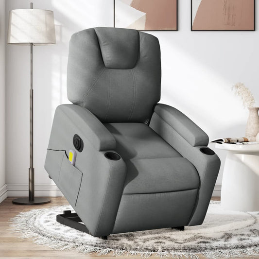 Sta-op-massagestoel elektrisch verstelbaar stof donkergrijs Fauteuils & Relaxfauteuils | Creëer jouw Trendy Thuis | Gratis bezorgd & Retour | Trendy.nl