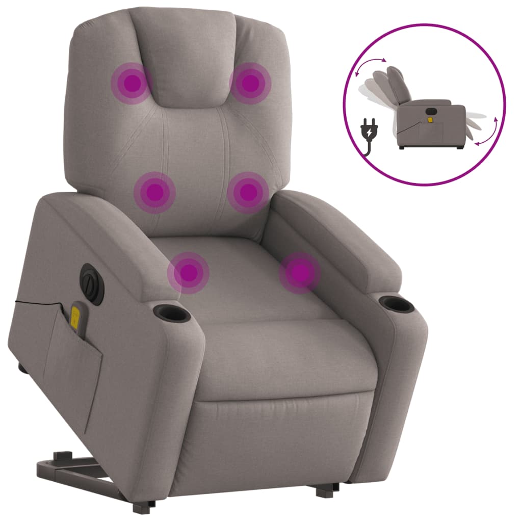 Sta-op-massagestoel elektrisch verstelbaar stof taupe Fauteuils & Relaxfauteuils | Creëer jouw Trendy Thuis | Gratis bezorgd & Retour | Trendy.nl