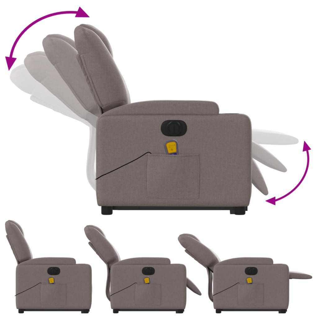 Sta-op-massagestoel elektrisch verstelbaar stof taupe Fauteuils & Relaxfauteuils | Creëer jouw Trendy Thuis | Gratis bezorgd & Retour | Trendy.nl