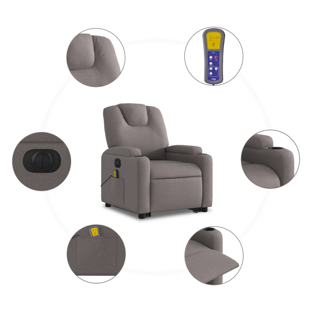 Sta-op-massagestoel elektrisch verstelbaar stof taupe Fauteuils & Relaxfauteuils | Creëer jouw Trendy Thuis | Gratis bezorgd & Retour | Trendy.nl