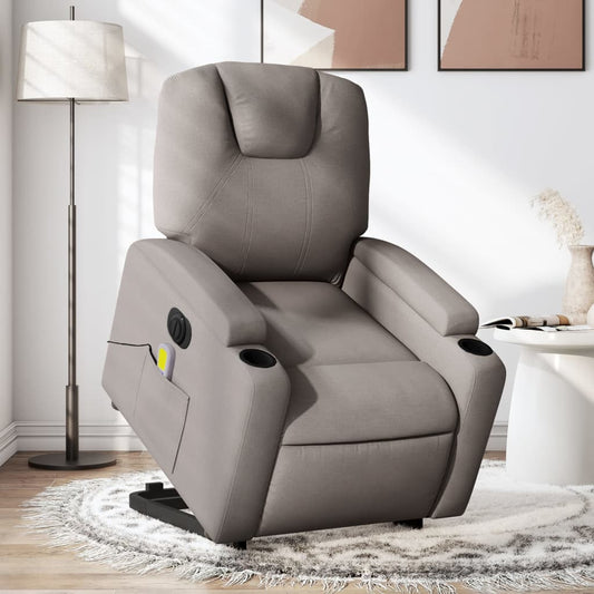 Sta-op-massagestoel elektrisch verstelbaar stof taupe Fauteuils & Relaxfauteuils | Creëer jouw Trendy Thuis | Gratis bezorgd & Retour | Trendy.nl