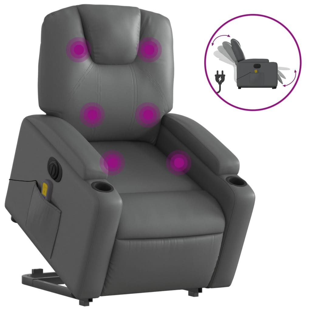 Sta-op-massagestoel elektrisch kunstleer grijs Fauteuils & Relaxfauteuils | Creëer jouw Trendy Thuis | Gratis bezorgd & Retour | Trendy.nl