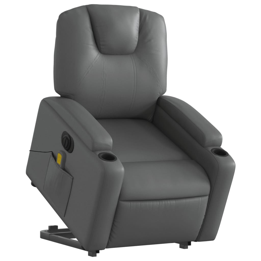 Sta-op-massagestoel elektrisch kunstleer grijs Fauteuils & Relaxfauteuils | Creëer jouw Trendy Thuis | Gratis bezorgd & Retour | Trendy.nl