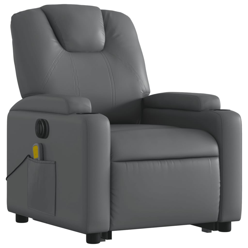 Sta-op-massagestoel elektrisch kunstleer grijs Fauteuils & Relaxfauteuils | Creëer jouw Trendy Thuis | Gratis bezorgd & Retour | Trendy.nl