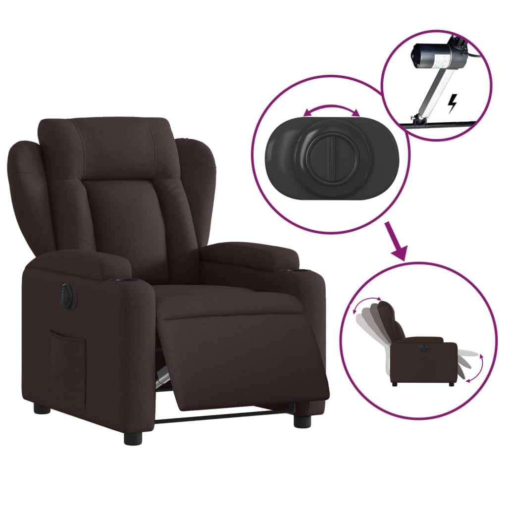 Fauteuil verstelbaar elektrisch stof donkerbruin Fauteuils & Relaxfauteuils | Creëer jouw Trendy Thuis | Gratis bezorgd & Retour | Trendy.nl