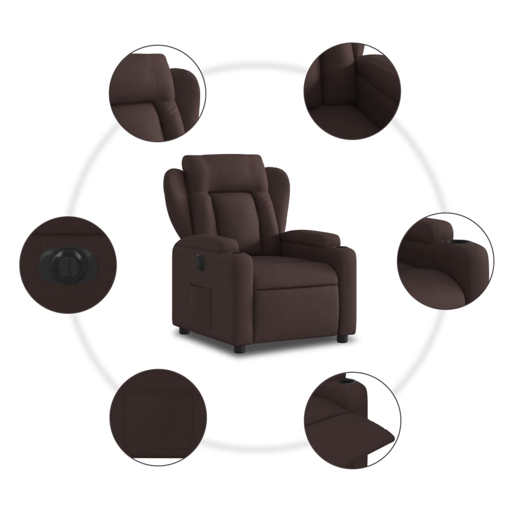 Fauteuil verstelbaar elektrisch stof donkerbruin Fauteuils & Relaxfauteuils | Creëer jouw Trendy Thuis | Gratis bezorgd & Retour | Trendy.nl