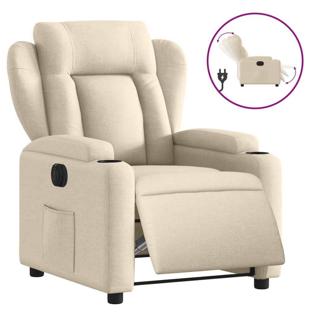 Fauteuil verstelbaar elektrisch stof crèmekleurig Fauteuils & Relaxfauteuils | Creëer jouw Trendy Thuis | Gratis bezorgd & Retour | Trendy.nl