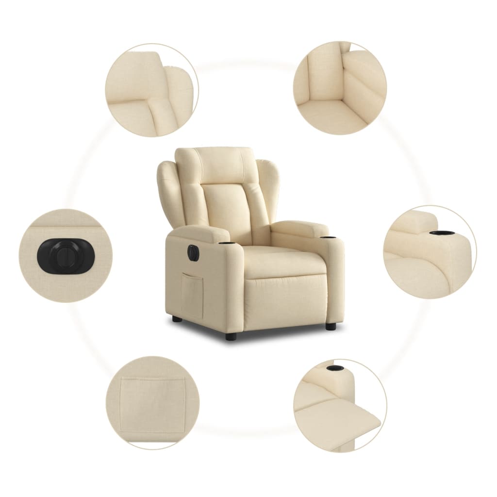 Fauteuil verstelbaar elektrisch stof crèmekleurig Fauteuils & Relaxfauteuils | Creëer jouw Trendy Thuis | Gratis bezorgd & Retour | Trendy.nl