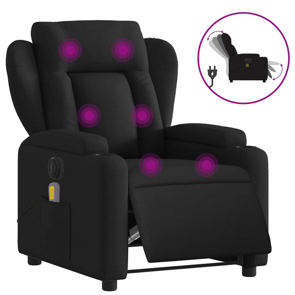 Massagestoel elektrisch verstelbaar stof zwart Fauteuils & Relaxfauteuils | Creëer jouw Trendy Thuis | Gratis bezorgd & Retour | Trendy.nl