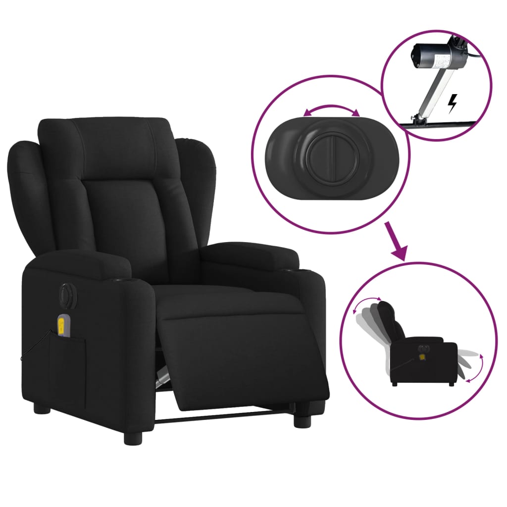 Massagestoel elektrisch verstelbaar stof zwart Fauteuils & Relaxfauteuils | Creëer jouw Trendy Thuis | Gratis bezorgd & Retour | Trendy.nl