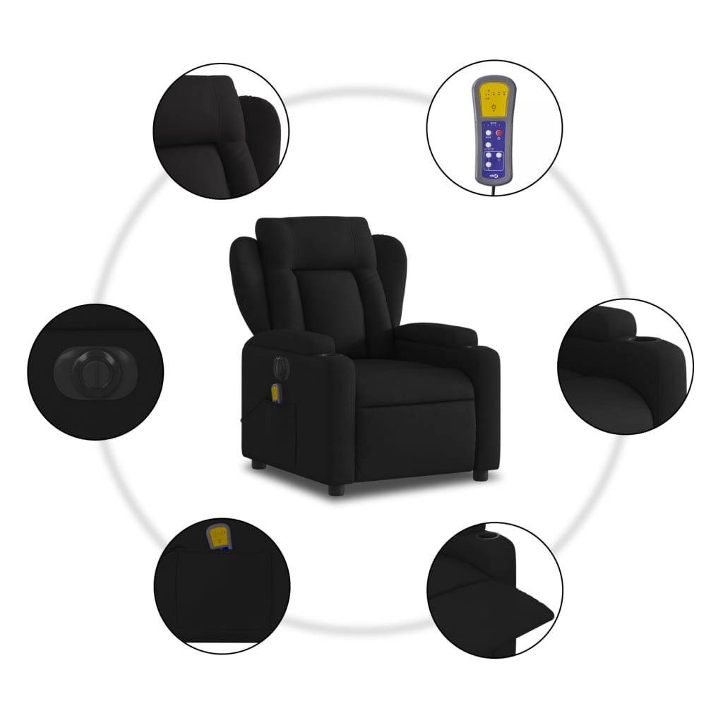 Massagestoel elektrisch verstelbaar stof zwart Fauteuils & Relaxfauteuils | Creëer jouw Trendy Thuis | Gratis bezorgd & Retour | Trendy.nl