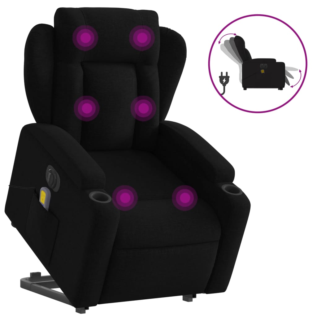 Sta-op-massagestoel elektrisch verstelbaar stof zwart Fauteuils & Relaxfauteuils | Creëer jouw Trendy Thuis | Gratis bezorgd & Retour | Trendy.nl