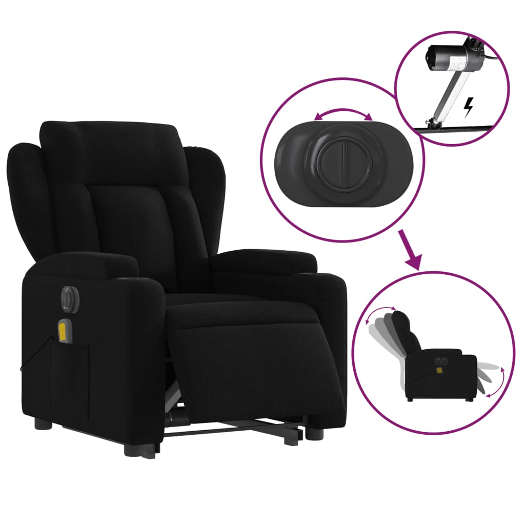 Sta-op-massagestoel elektrisch verstelbaar stof zwart Fauteuils & Relaxfauteuils | Creëer jouw Trendy Thuis | Gratis bezorgd & Retour | Trendy.nl