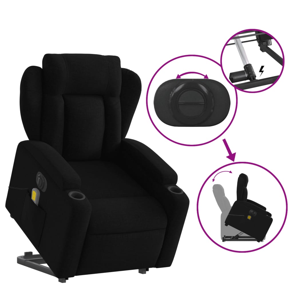 Sta-op-massagestoel elektrisch verstelbaar stof zwart Fauteuils & Relaxfauteuils | Creëer jouw Trendy Thuis | Gratis bezorgd & Retour | Trendy.nl