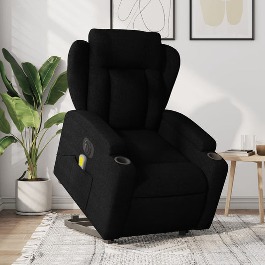 Sta-op-massagestoel elektrisch verstelbaar stof zwart Fauteuils & Relaxfauteuils | Creëer jouw Trendy Thuis | Gratis bezorgd & Retour | Trendy.nl