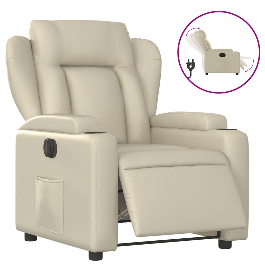 Fauteuil elektrisch verstelbaar kunstleer crèmekleurig Fauteuils & Relaxfauteuils | Creëer jouw Trendy Thuis | Gratis bezorgd & Retour | Trendy.nl