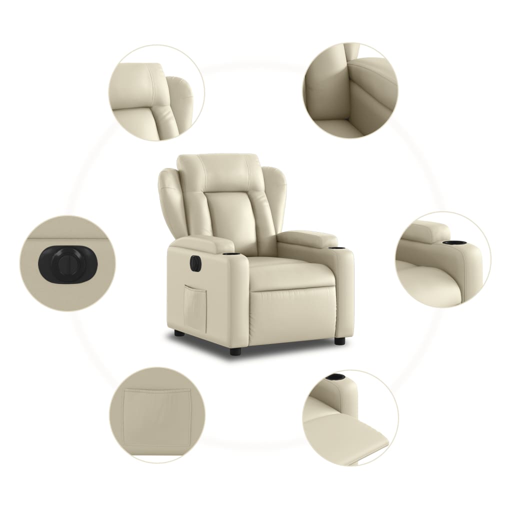 Fauteuil elektrisch verstelbaar kunstleer crèmekleurig Fauteuils & Relaxfauteuils | Creëer jouw Trendy Thuis | Gratis bezorgd & Retour | Trendy.nl