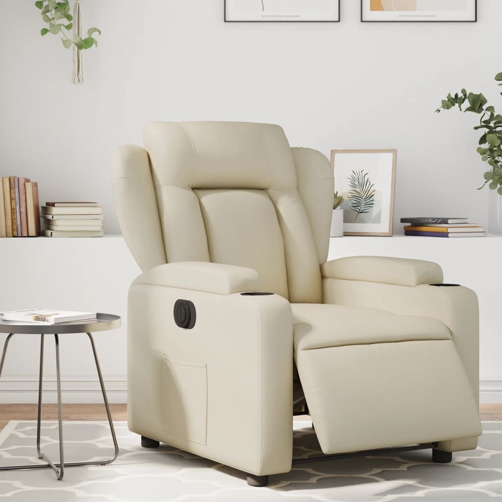 Fauteuil elektrisch verstelbaar kunstleer crèmekleurig Fauteuils & Relaxfauteuils | Creëer jouw Trendy Thuis | Gratis bezorgd & Retour | Trendy.nl