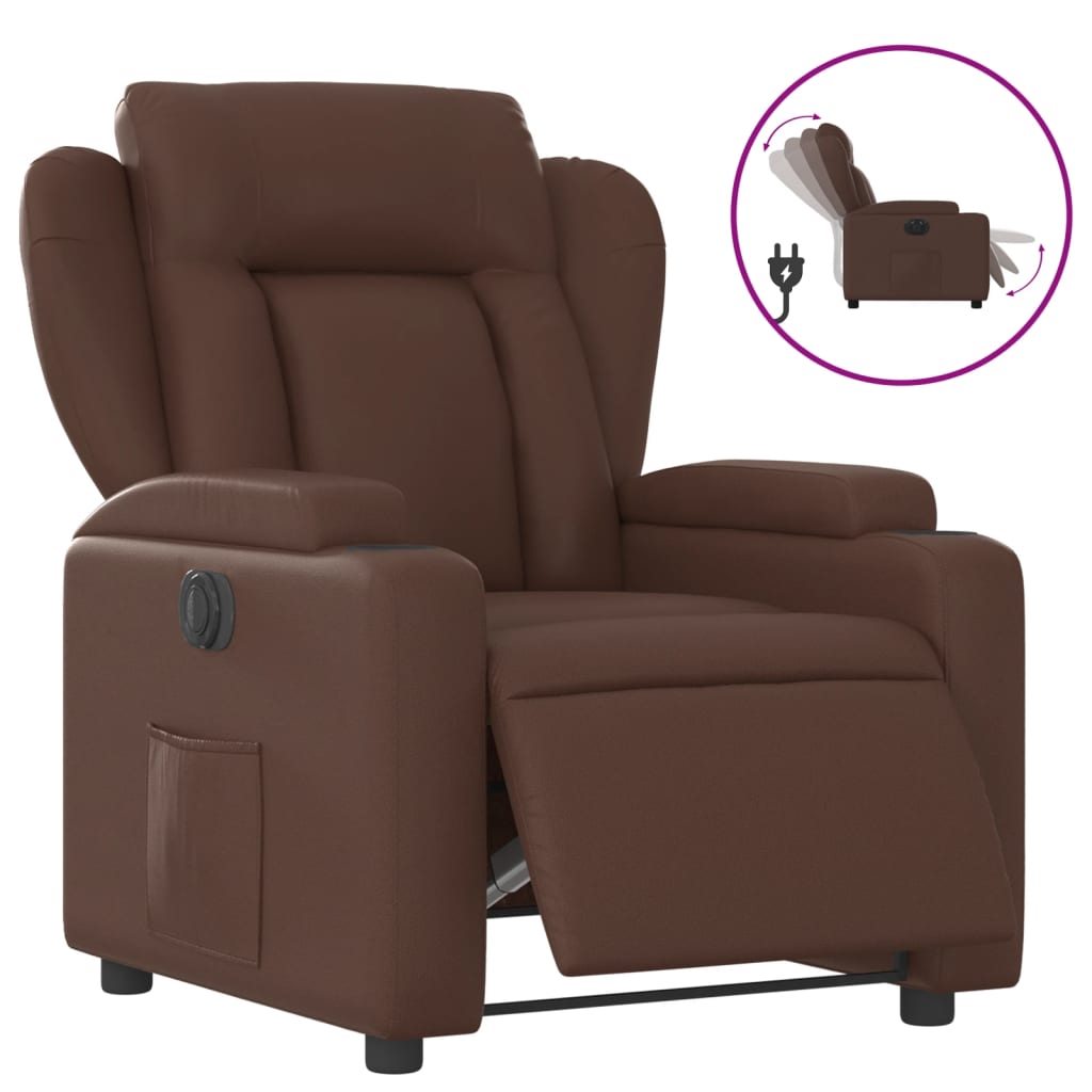 Fauteuil verstelbaar elektrisch kunstleer bruin Fauteuils & Relaxfauteuils | Creëer jouw Trendy Thuis | Gratis bezorgd & Retour | Trendy.nl