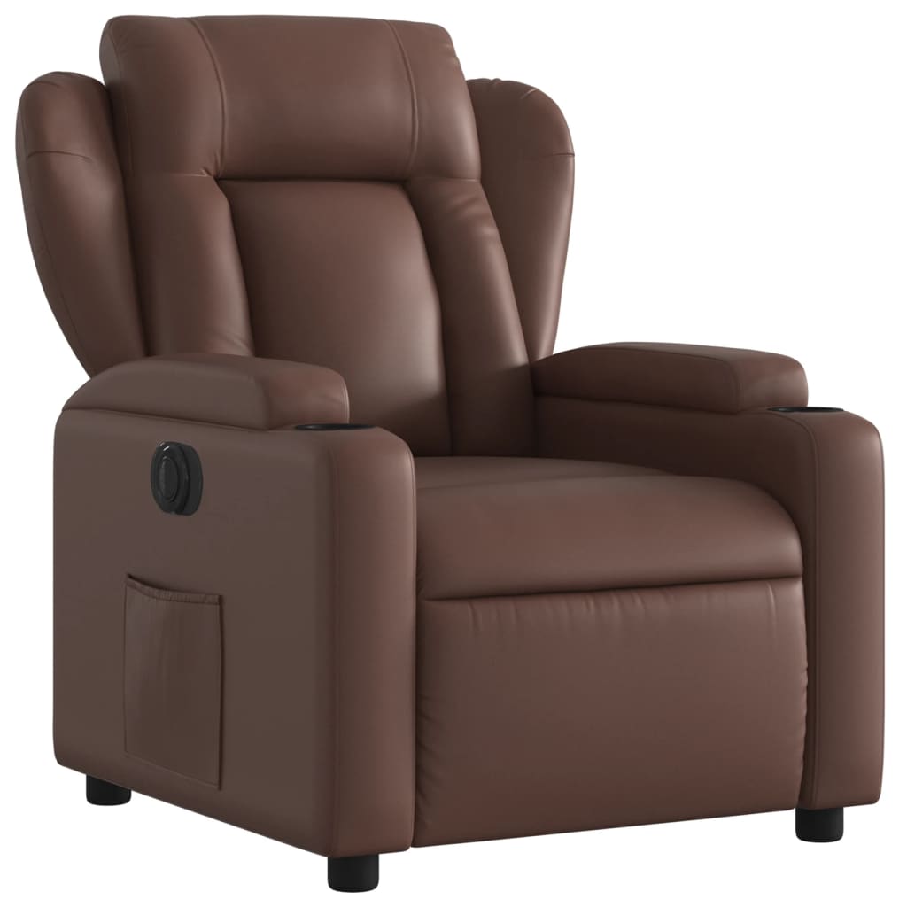 Fauteuil verstelbaar elektrisch kunstleer bruin Fauteuils & Relaxfauteuils | Creëer jouw Trendy Thuis | Gratis bezorgd & Retour | Trendy.nl