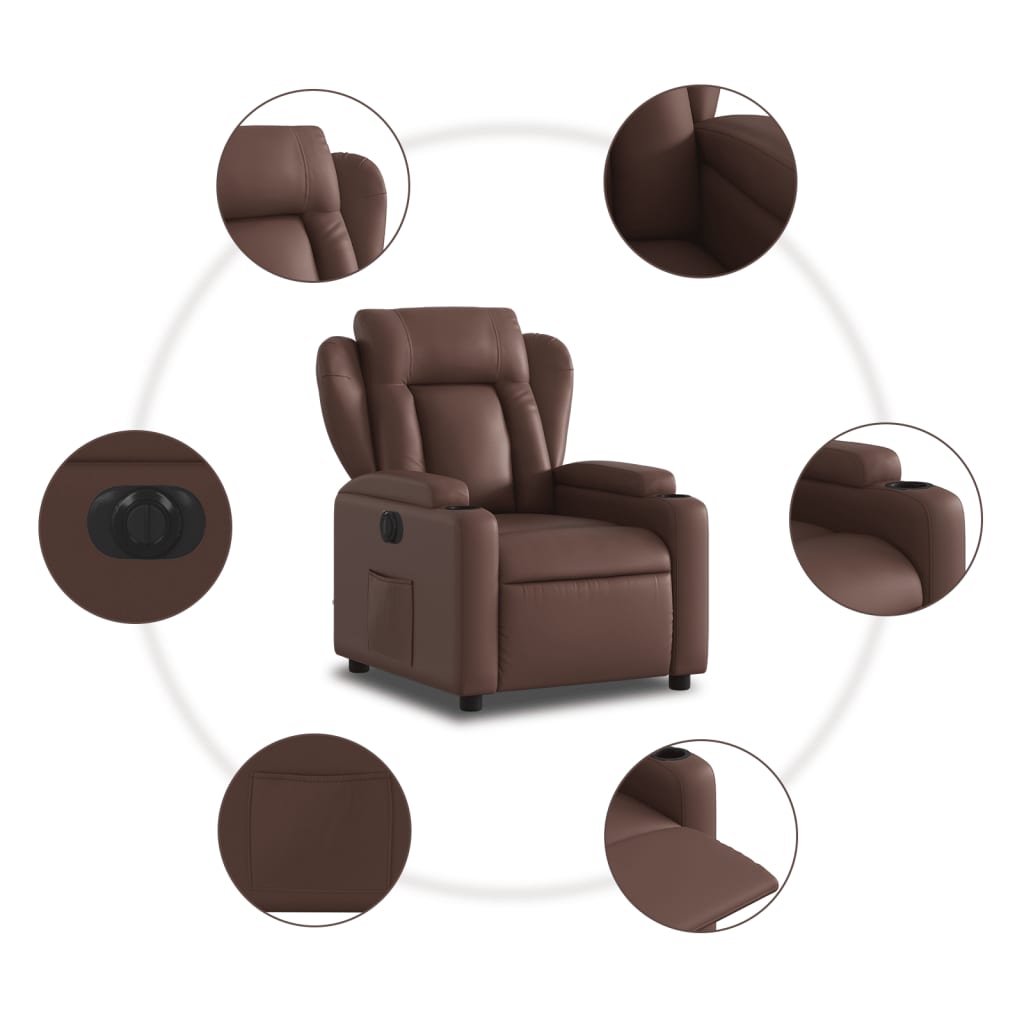 Fauteuil verstelbaar elektrisch kunstleer bruin Fauteuils & Relaxfauteuils | Creëer jouw Trendy Thuis | Gratis bezorgd & Retour | Trendy.nl