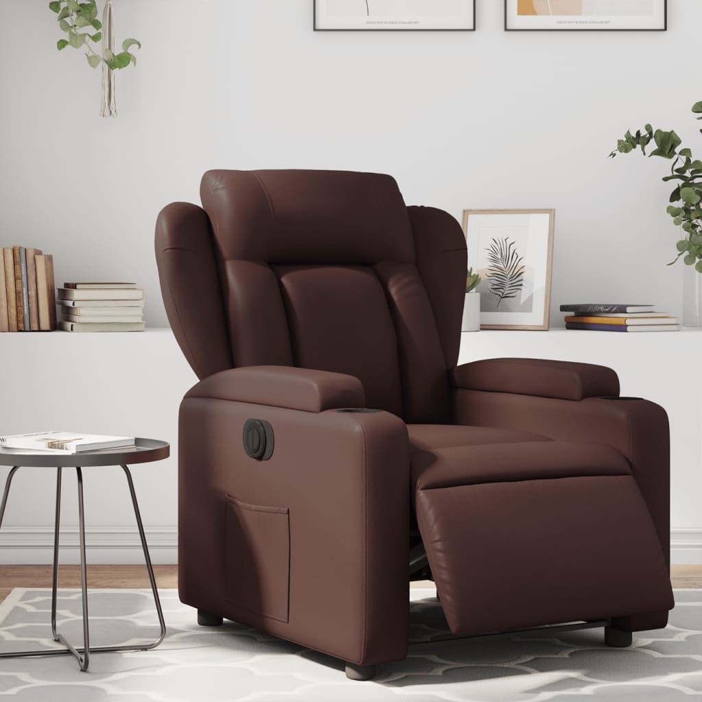 Fauteuil verstelbaar elektrisch kunstleer bruin Fauteuils & Relaxfauteuils | Creëer jouw Trendy Thuis | Gratis bezorgd & Retour | Trendy.nl