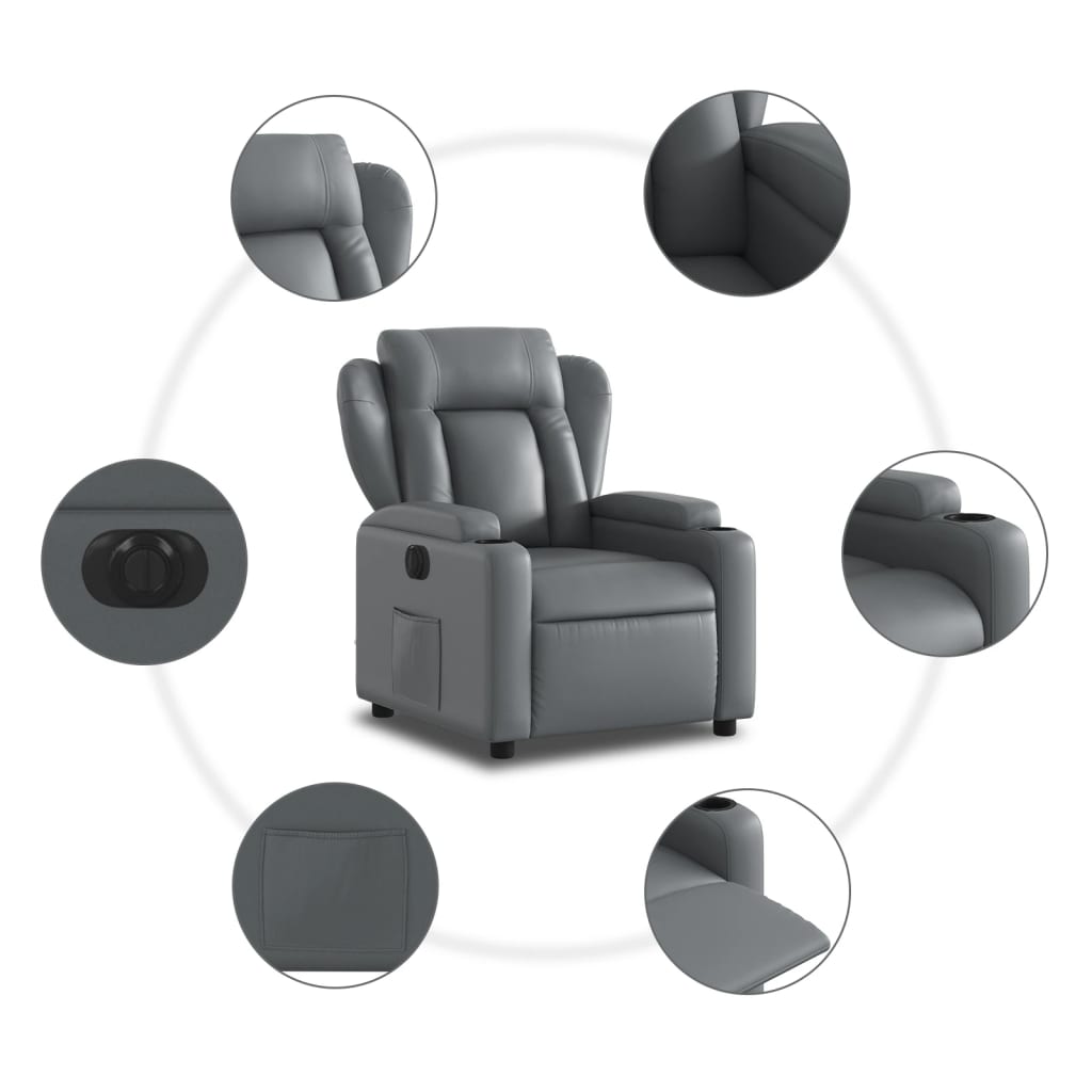 Fauteuil verstelbaar elektrisch kunstleer grijs Fauteuils & Relaxfauteuils | Creëer jouw Trendy Thuis | Gratis bezorgd & Retour | Trendy.nl